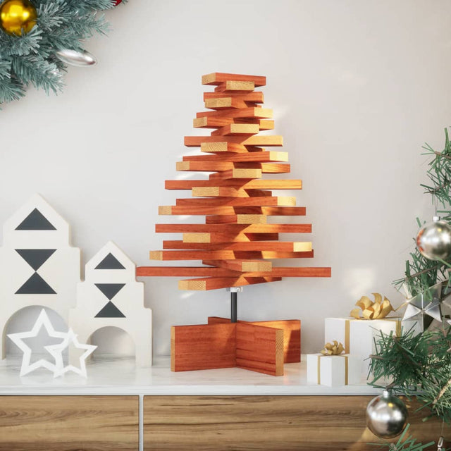 Kerstdecoratie kerstboom 60 cm massief grenenhout wasbruin - AllerleiShop