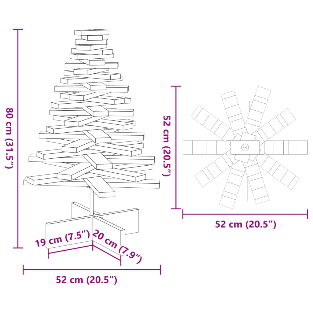 Kerstdecoratie kerstboom 80 cm massief grenenhout - AllerleiShop