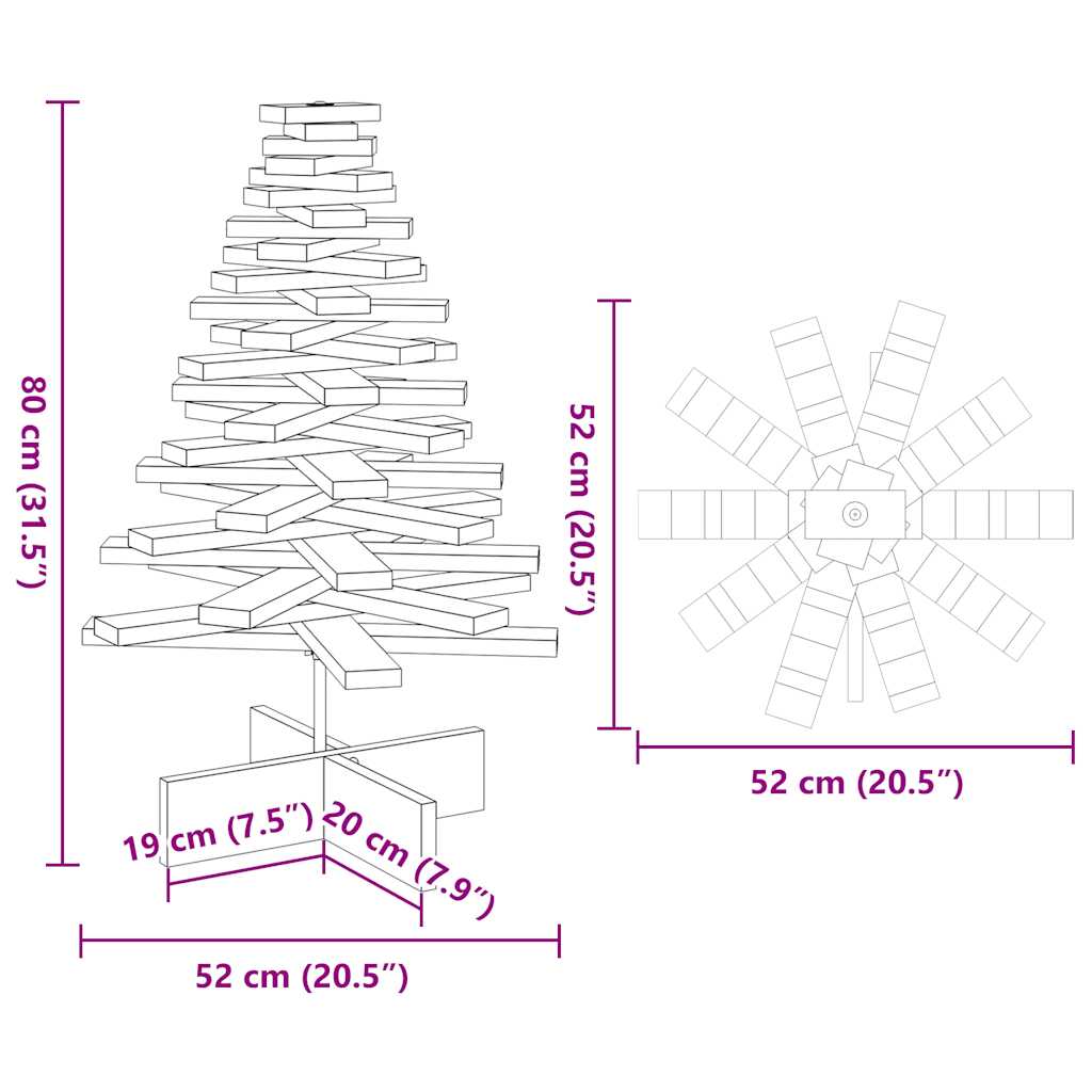 Kerstdecoratie kerstboom 80 cm massief grenenhout wit - AllerleiShop