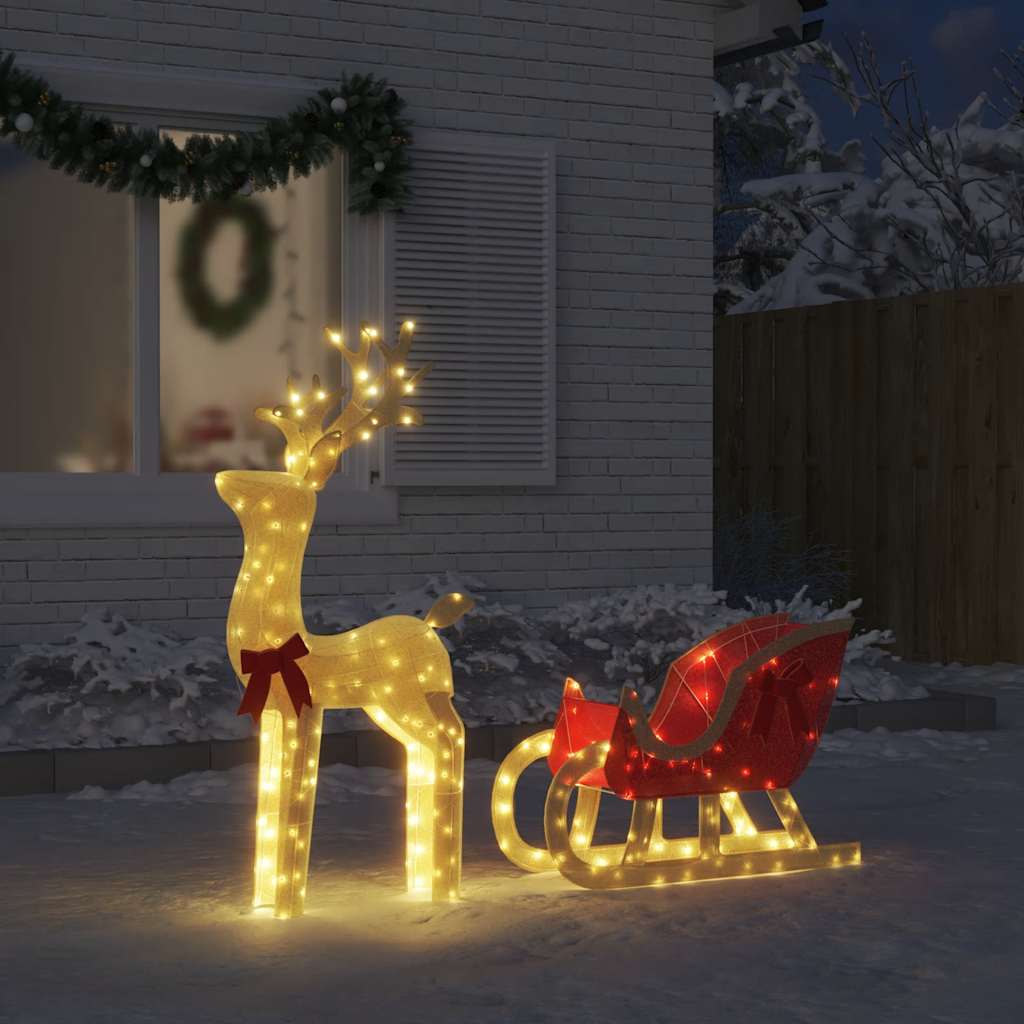 Kerstdecoratie rendier en slee 100 LED's warmwit - AllerleiShop