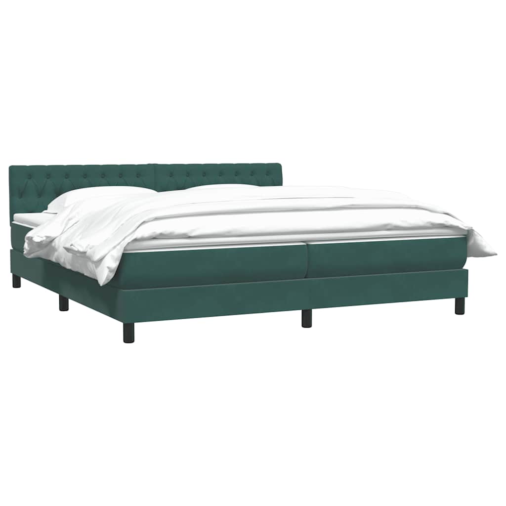 Boxspring met matras fluweel donkergroen 180x220 cm