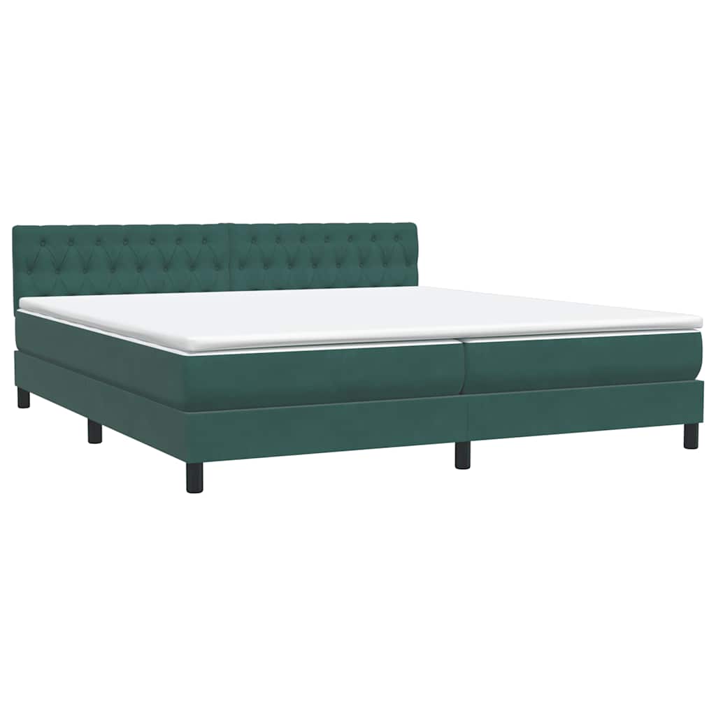 Boxspring met matras fluweel donkergroen 180x220 cm