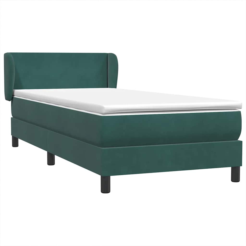 Boxspring met matras fluweel donkergroen 100x210 cm