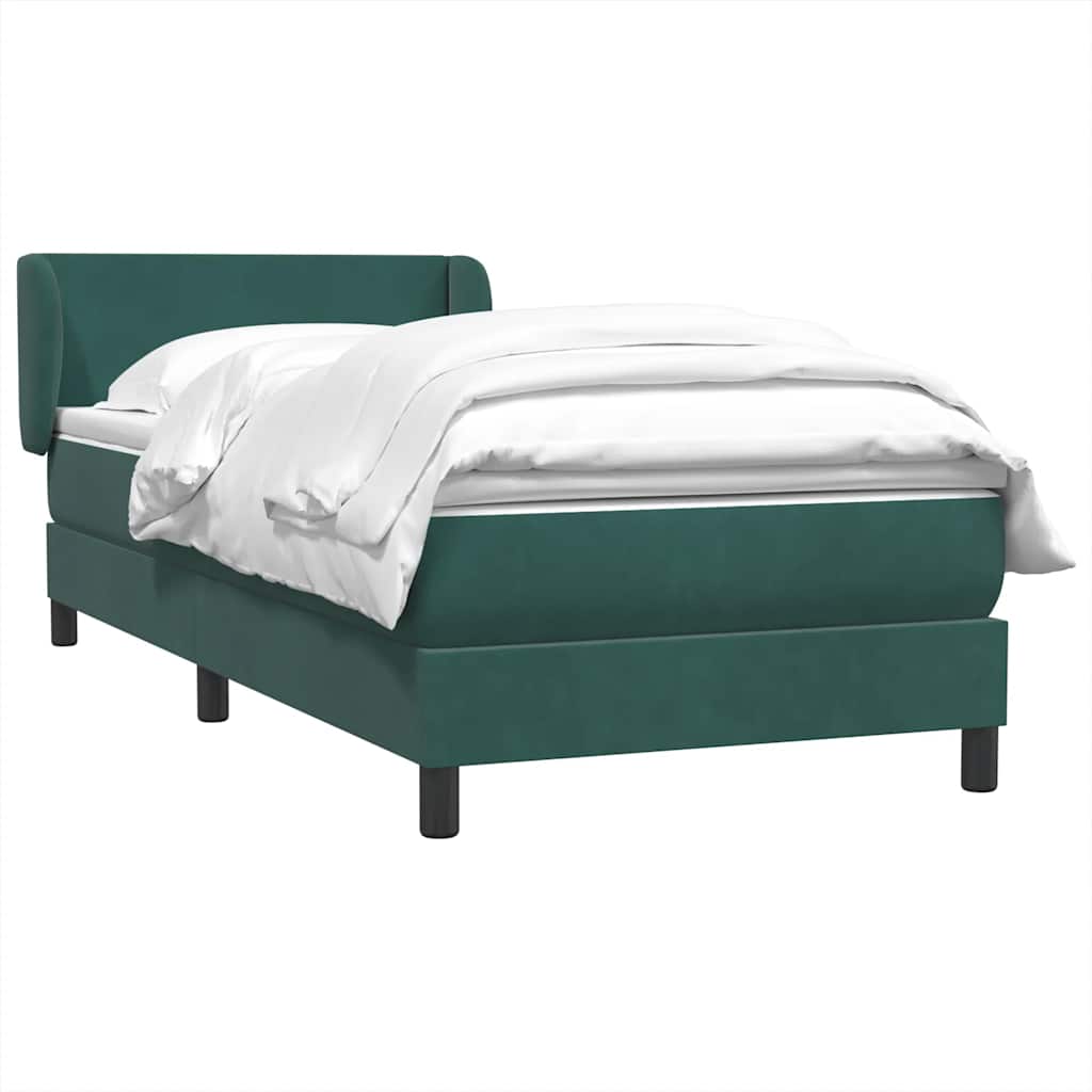 Boxspring met matras fluweel donkergroen 100x210 cm