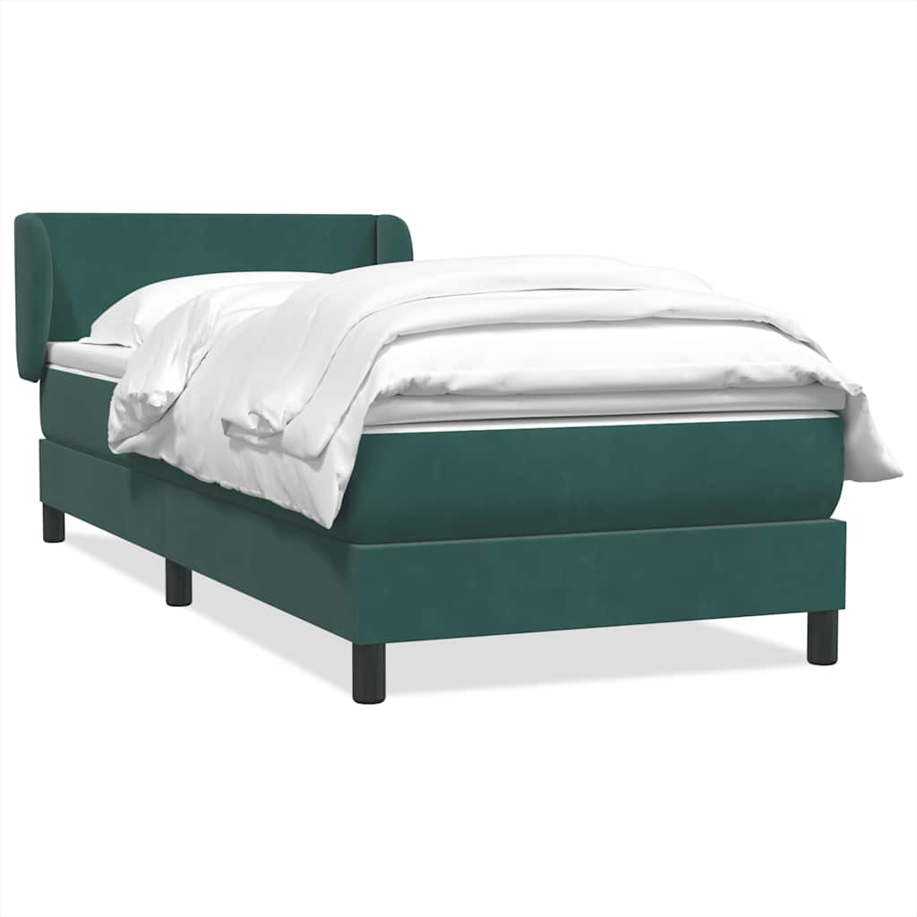 Boxspring met matras fluweel donkergroen 100x210 cm