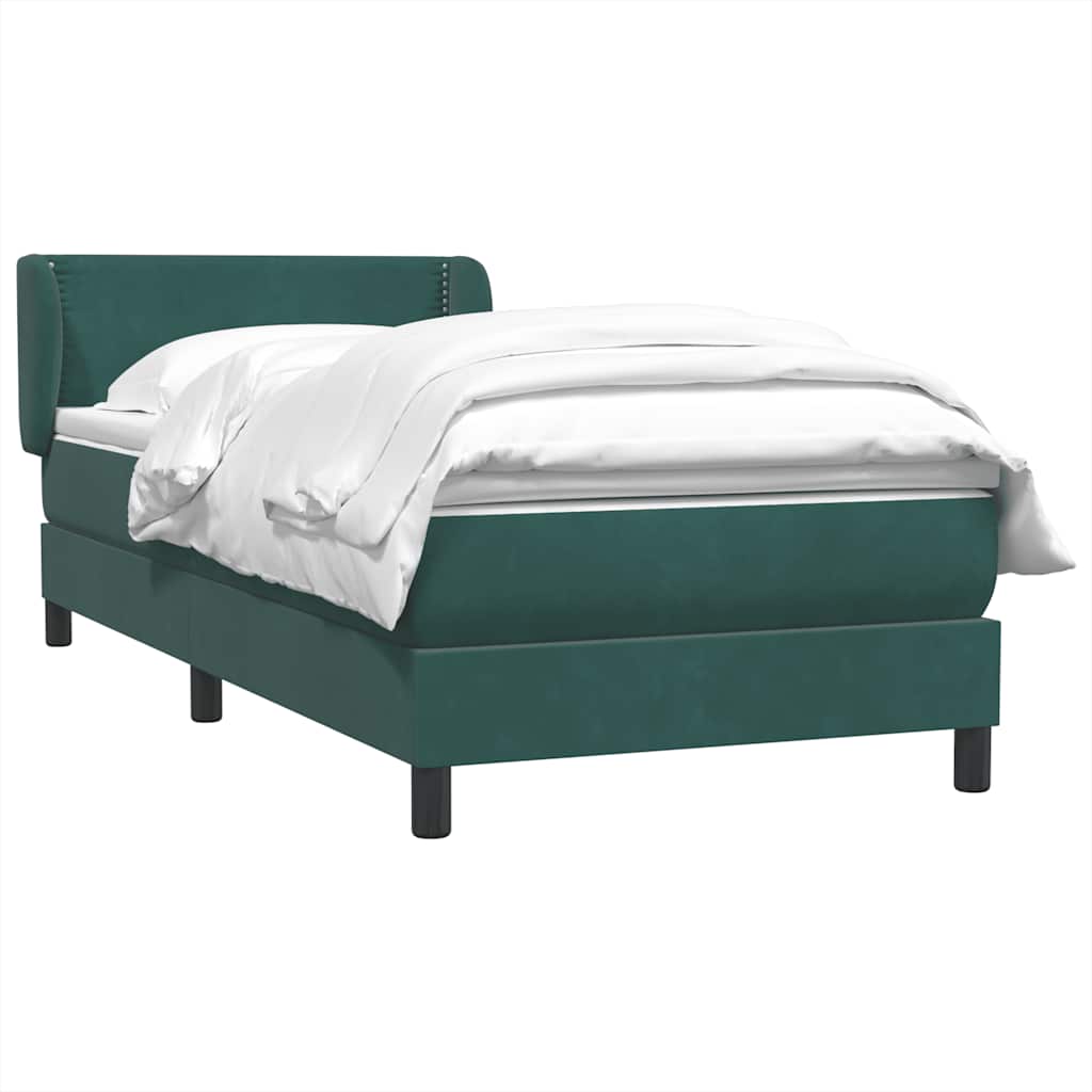Boxspring met matras fluweel donkergroen 100x210 cm