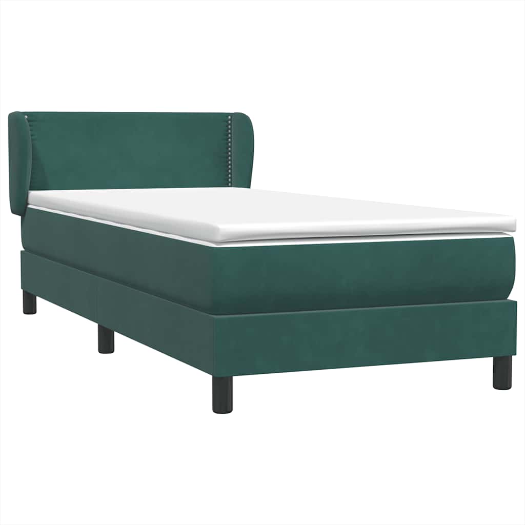 Boxspring met matras fluweel donkergroen 100x210 cm