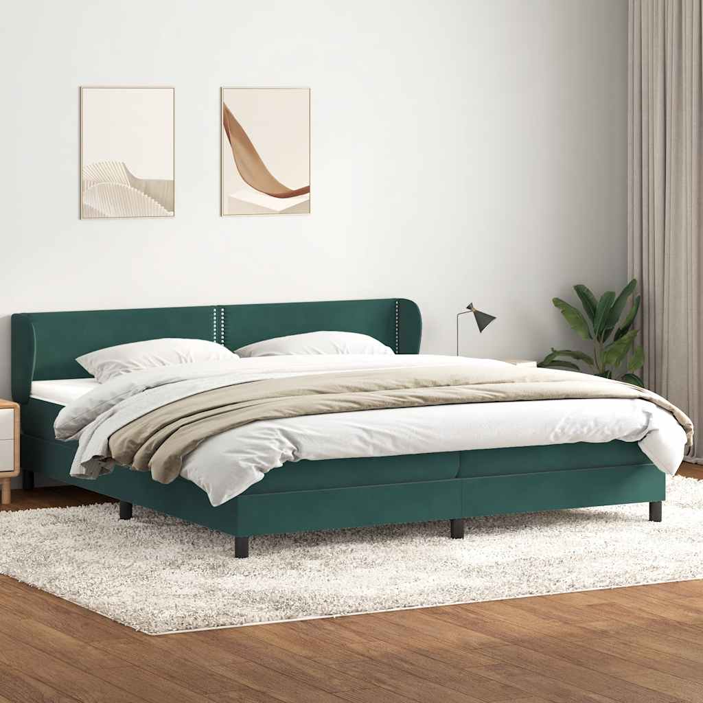 Boxspring met matrassen fluweel donkergroen 180x210 cm