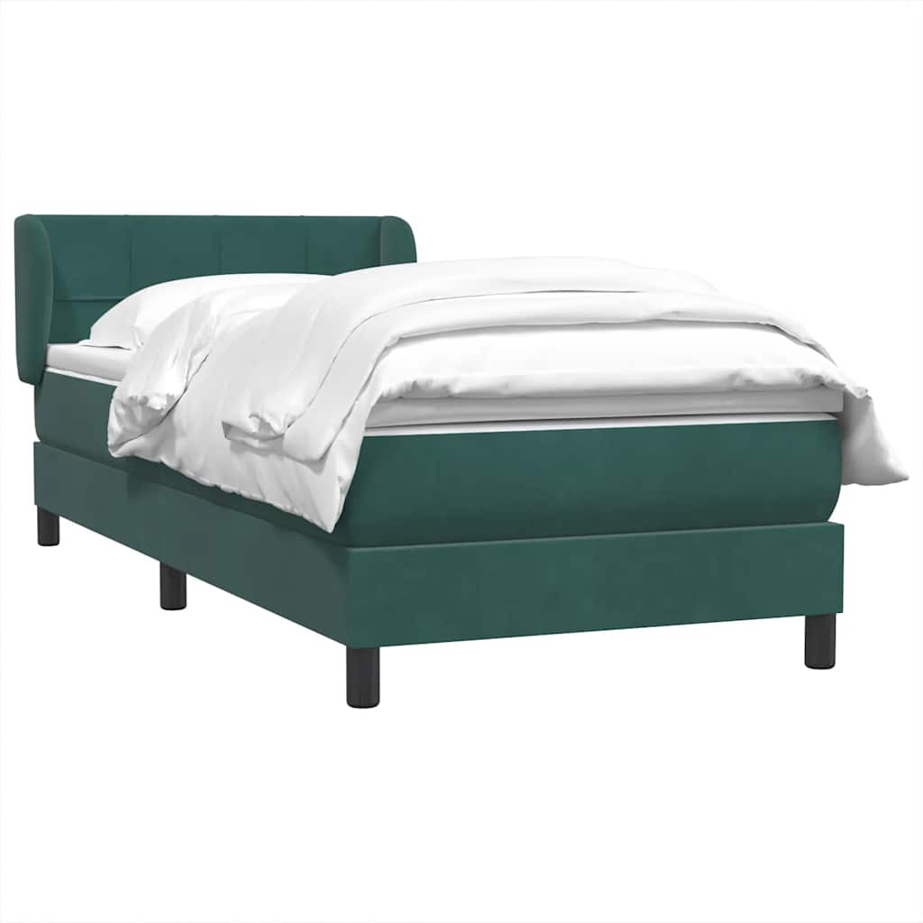 Boxspring met matras fluweel donkergroen 80x220 cm