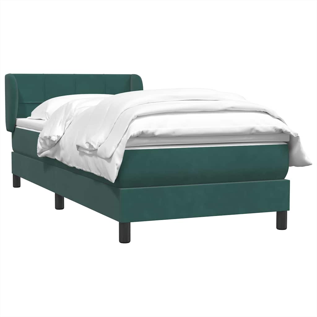 Boxspring met matras fluweel donkergroen 90x220 cm