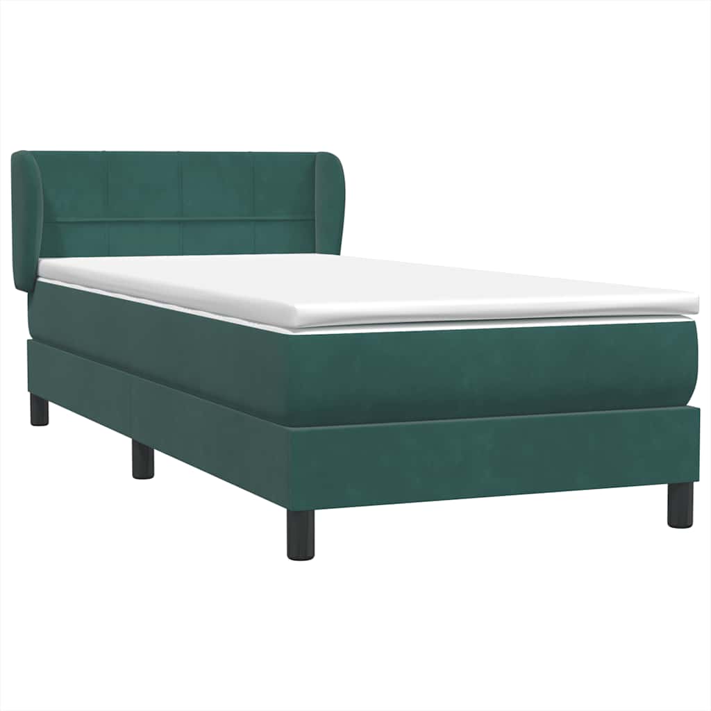 Boxspring met matras fluweel donkergroen 90x220 cm