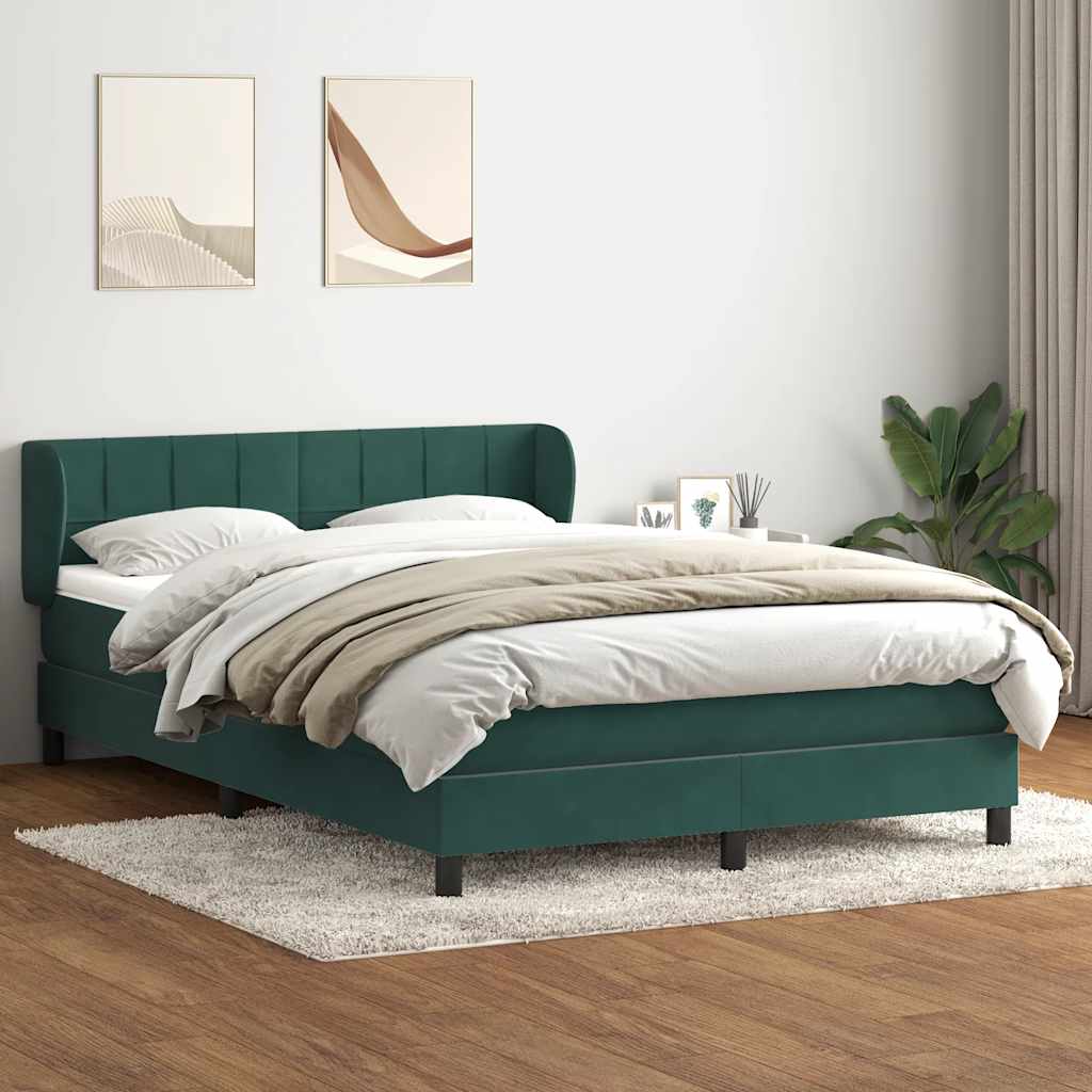 Boxspring met matras fluweel donkergroen 160x220 cm