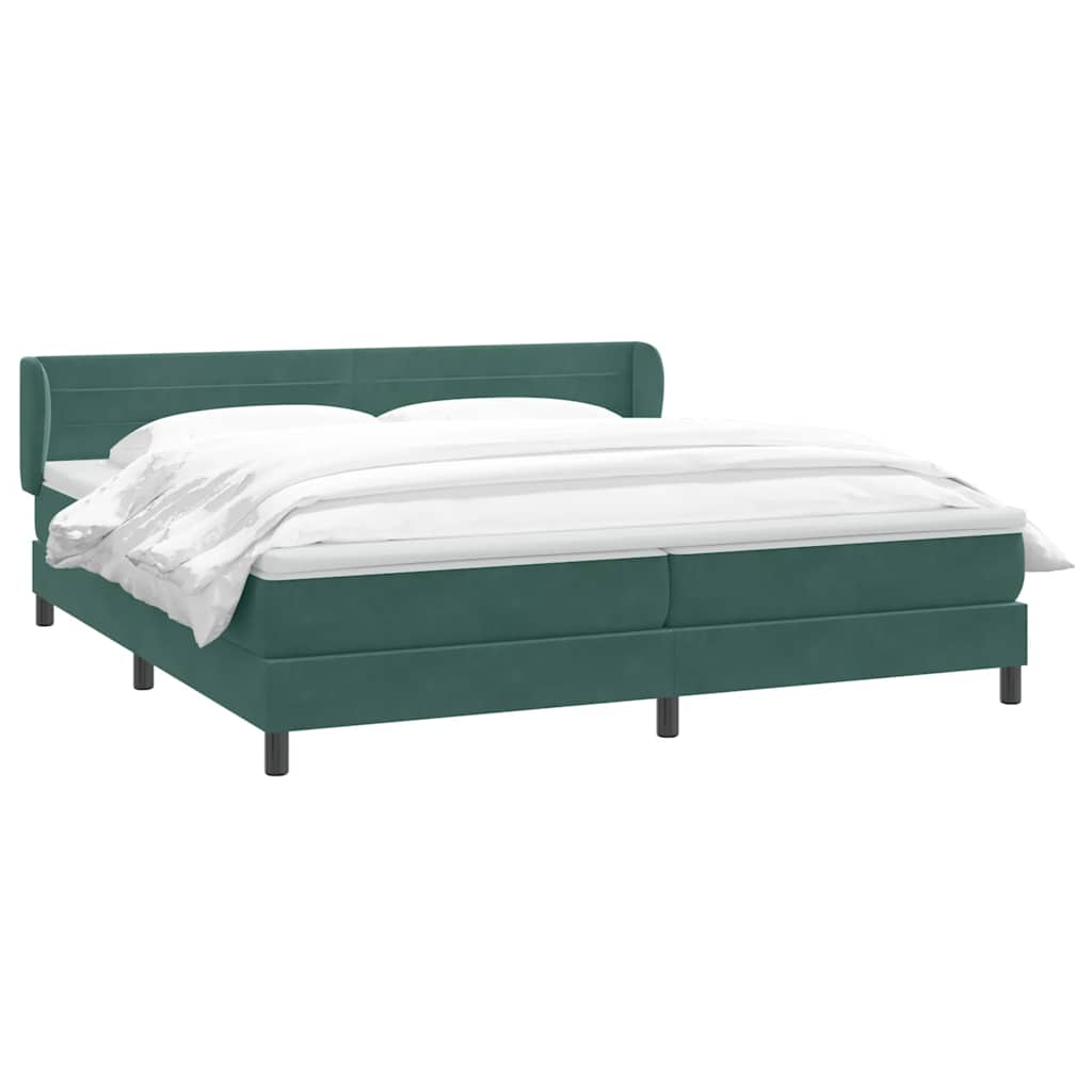 Boxspring met matrassen fluweel donkergroen 180x210 cm