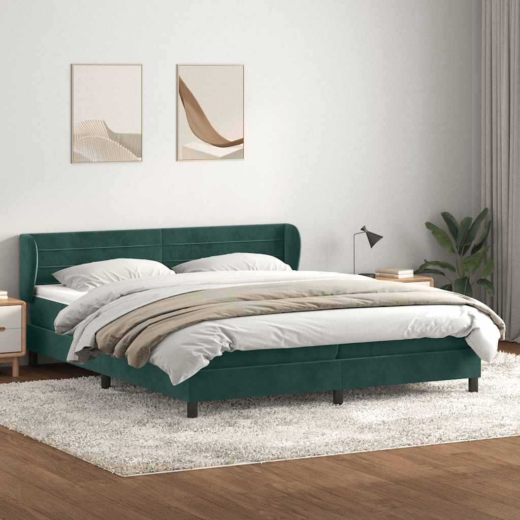 Boxspring met matrassen fluweel donkergroen 180x210 cm