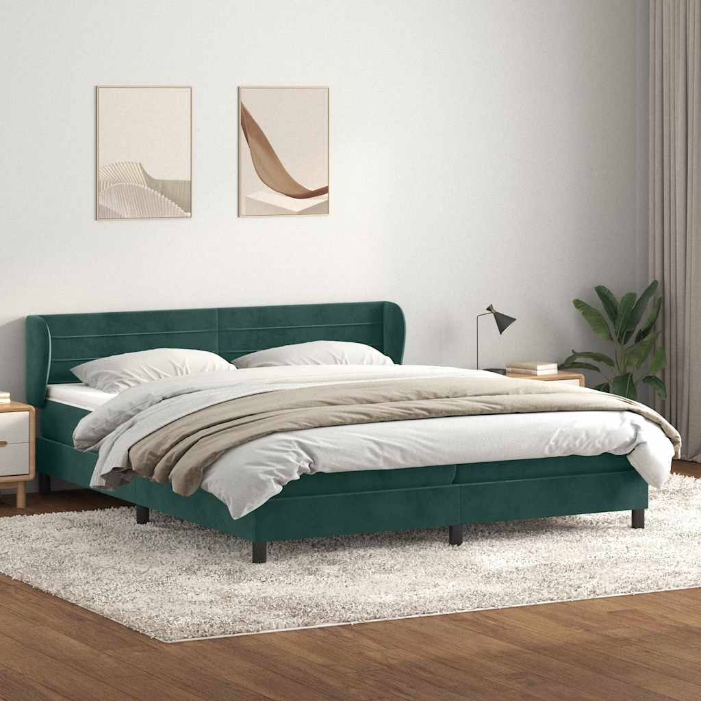 Boxspring met matrassen fluweel donkergroen 200x210 cm