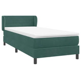 Boxspring met matras fluweel donkergroen 100x220 cm