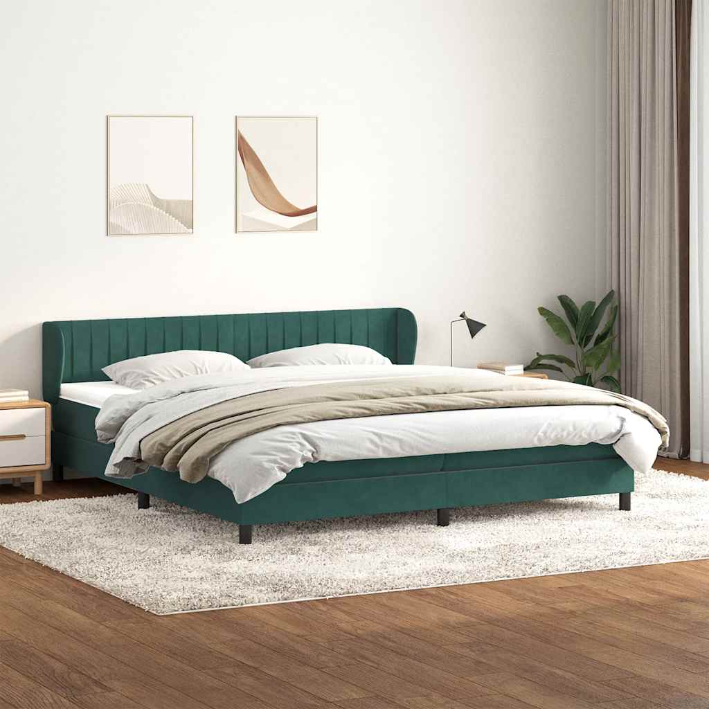Boxspring met matrassen fluweel donkergroen 180x210 cm