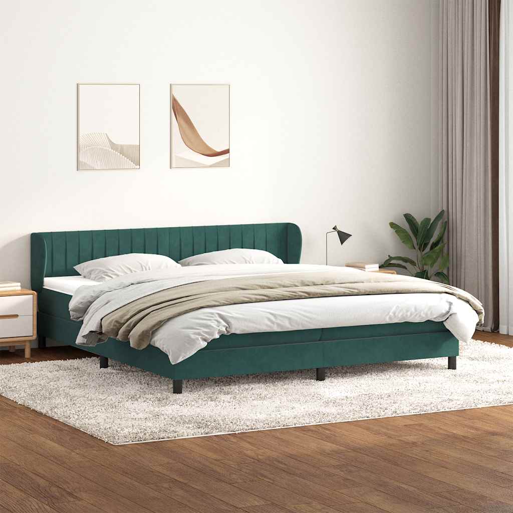 Boxspring met matrassen fluweel donkergroen 200x210 cm