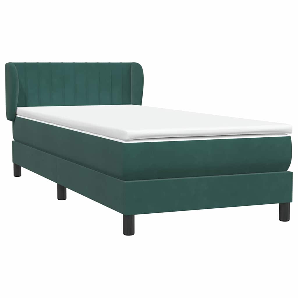 Boxspring met matras fluweel donkergroen 80x220 cm