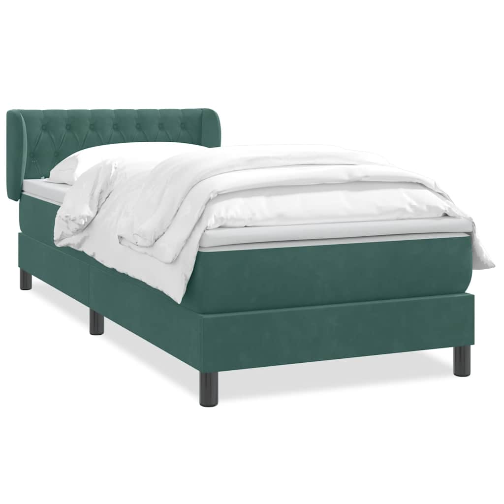 Boxspring met matras fluweel donkergroen 80x210 cm