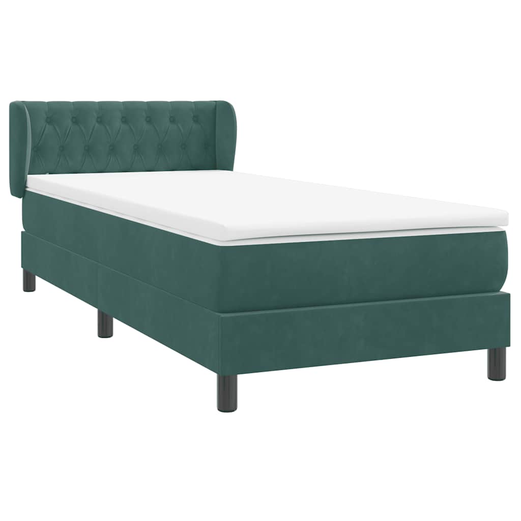 Boxspring met matras fluweel donkergroen 80x210 cm