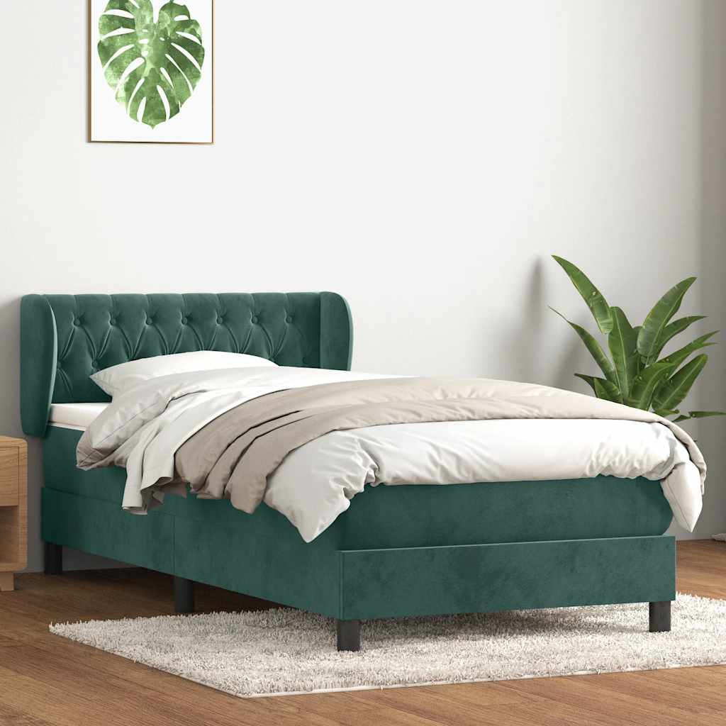 Boxspring met matras fluweel donkergroen 80x210 cm