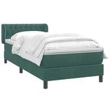 Boxspring met matras fluweel donkergroen 90x220 cm
