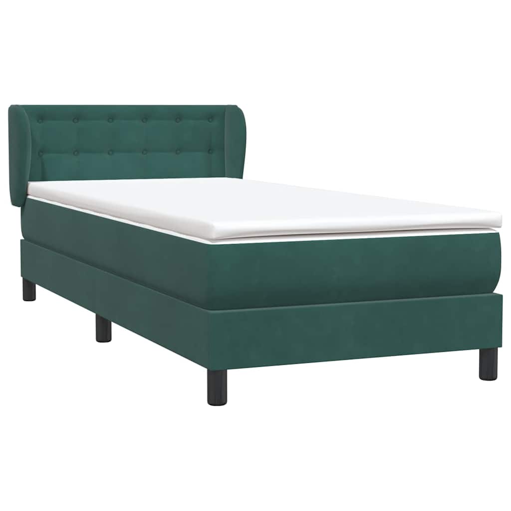 Boxspring met matras fluweel donkergroen 80x210 cm