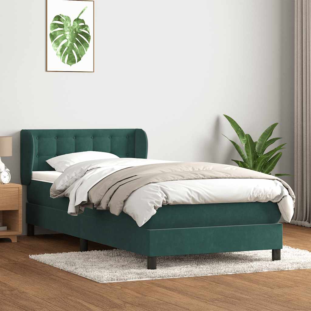 Boxspring met matras fluweel donkergroen 80x210 cm