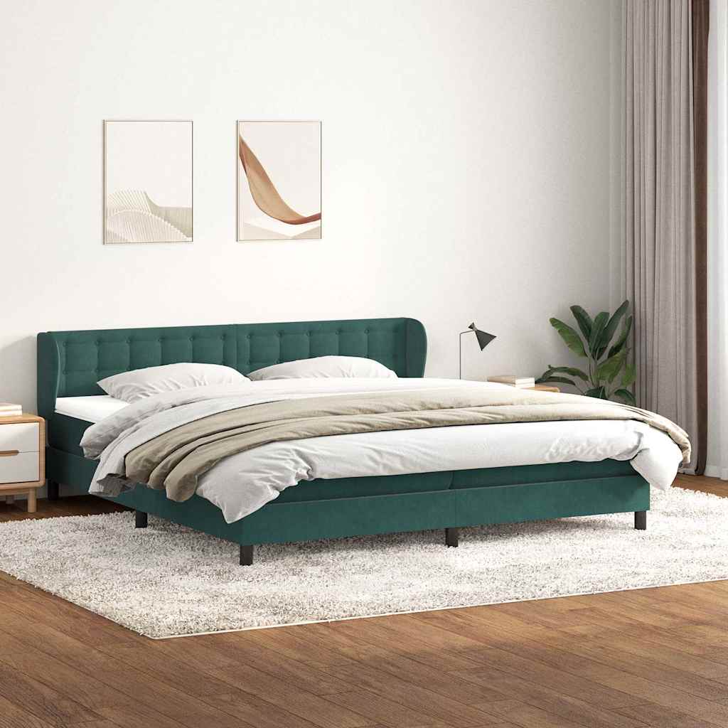 Boxspring met matrassen fluweel donkergroen 200x210 cm