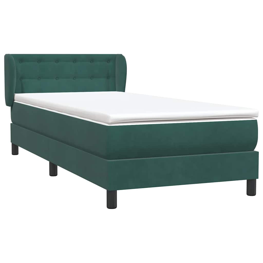 Boxspring met matras fluweel donkergroen 80x220 cm