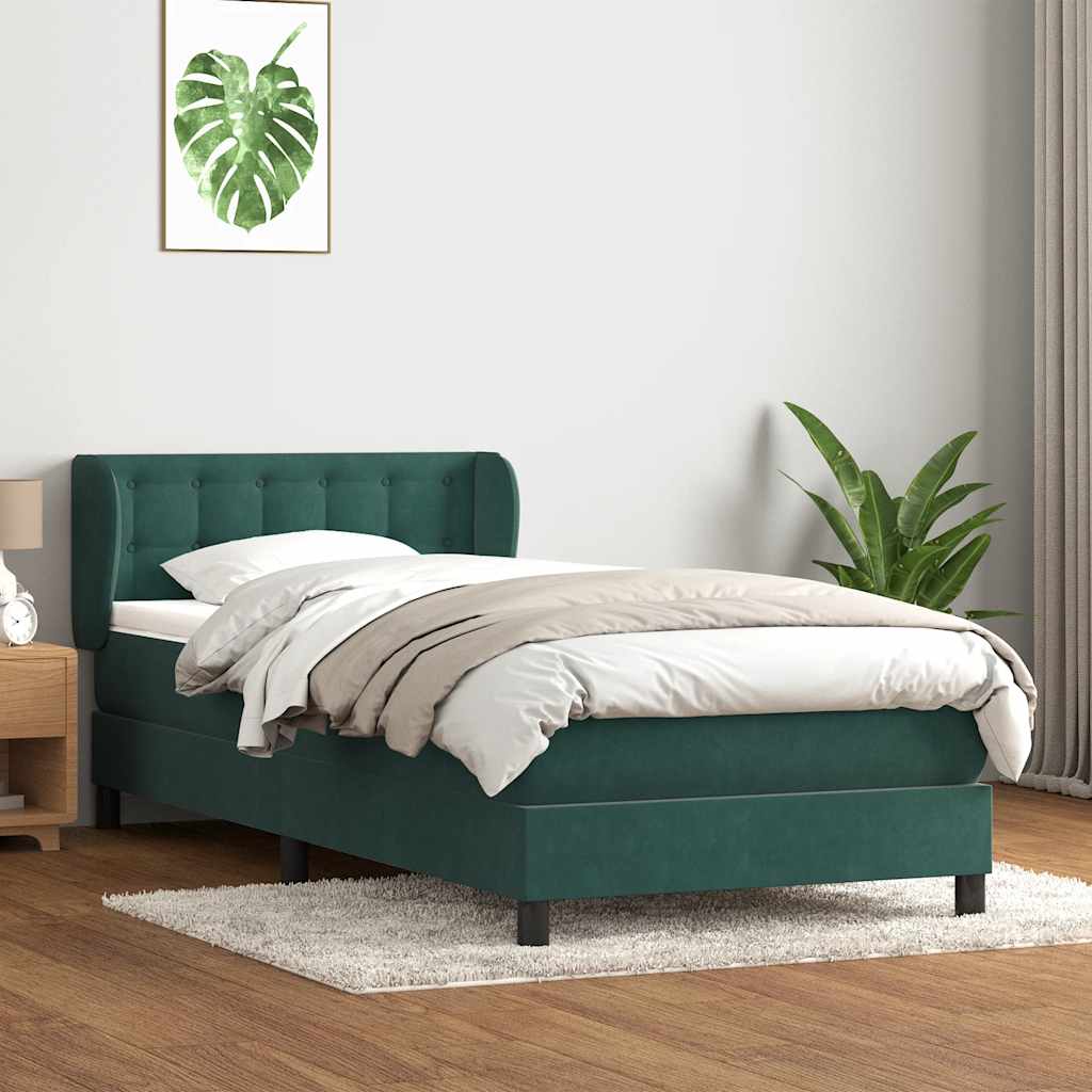 Boxspring met matras fluweel donkergroen 80x220 cm