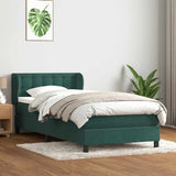 Boxspring met matras fluweel donkergroen 80x220 cm