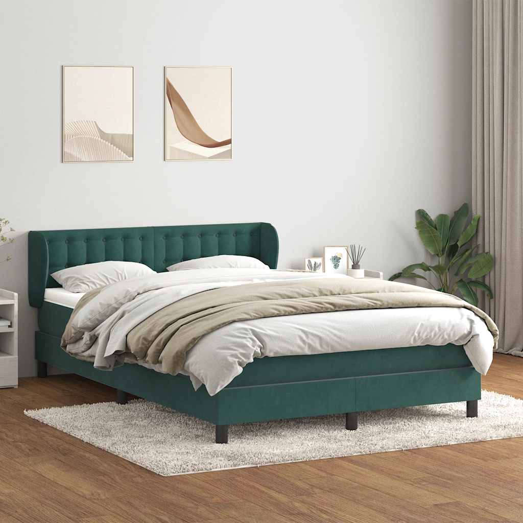 Boxspring met matras fluweel donkergroen 160x220 cm