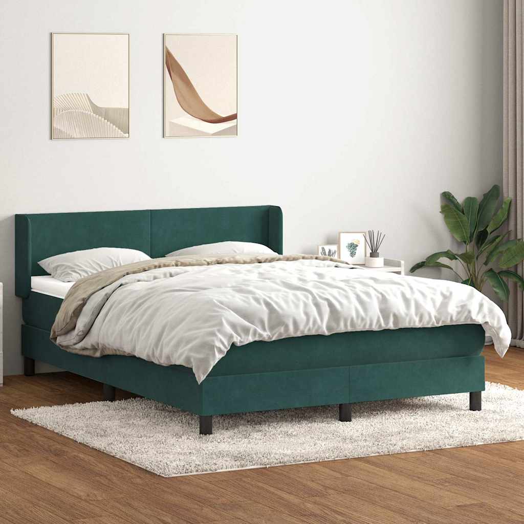 Boxspring met matras fluweel donkergroen 160x220 cm