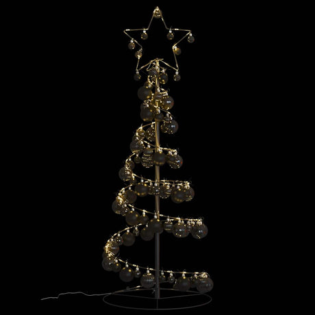 Kerstboom lichtkegel met kerstballen 80 LED's warmwitte 120 cm - AllerleiShop