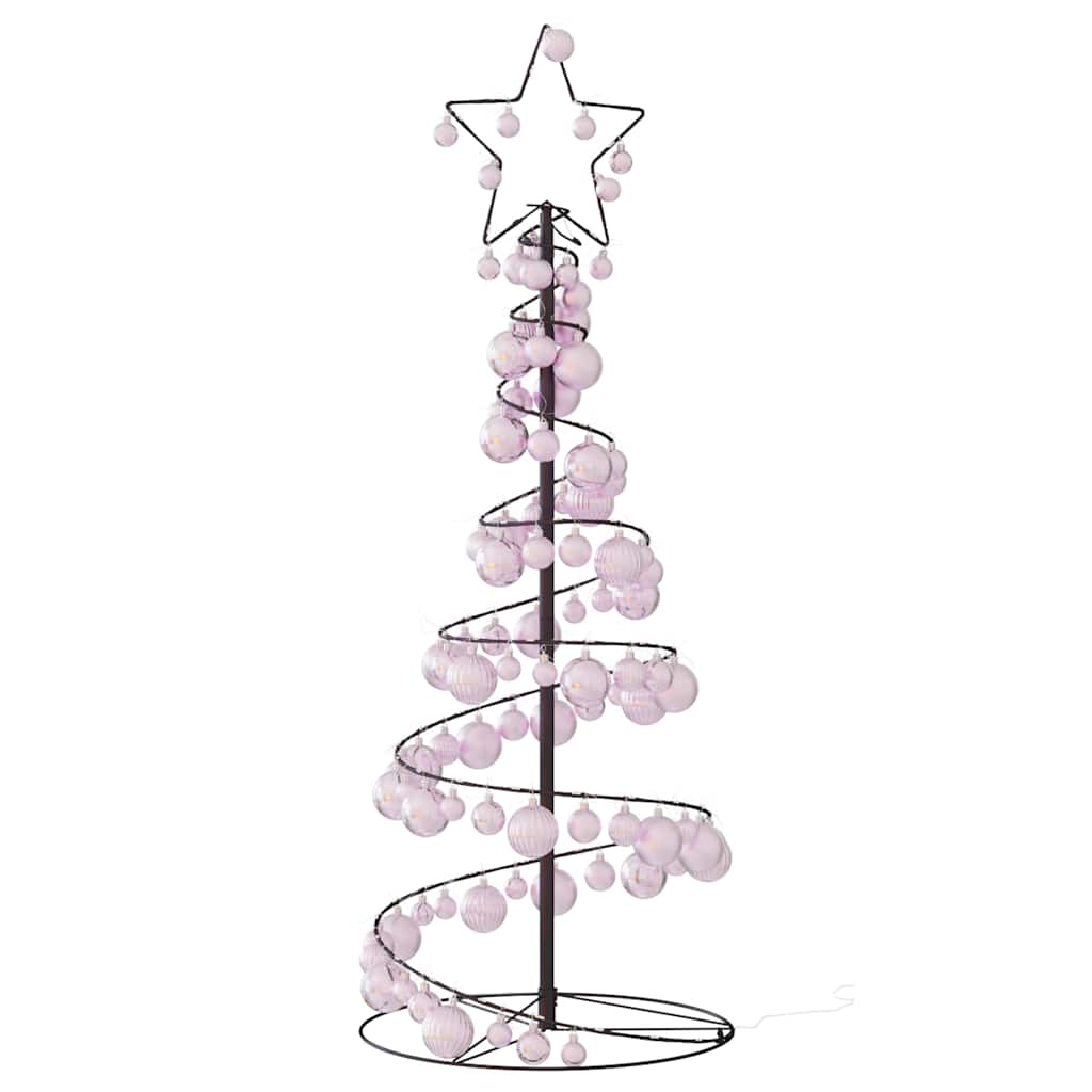 Kerstboom lichtkegel met kerstballen 80 LED's warmwitte 120 cm - AllerleiShop