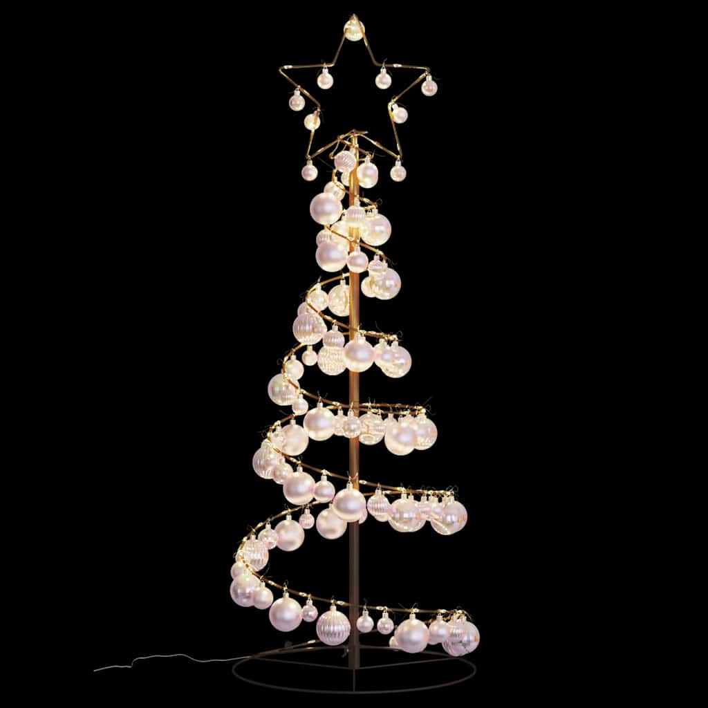 Kerstboom lichtkegel met kerstballen 80 LED's warmwitte 120 cm - AllerleiShop