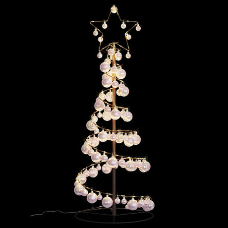 Kerstboom lichtkegel met kerstballen 80 LED's warmwitte 120 cm - AllerleiShop