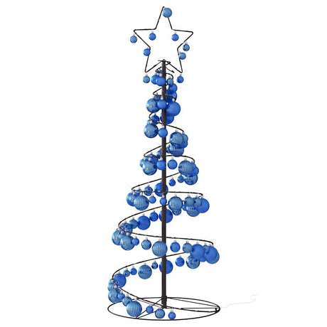 Kerstboom lichtkegel met kerstballen 80 LED's warmwitte 120 cm - AllerleiShop