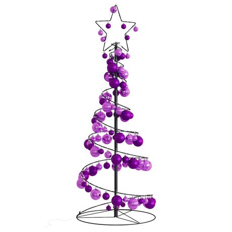 Kerstboom lichtkegel met kerstballen 80 LED's warmwitte 120 cm - AllerleiShop