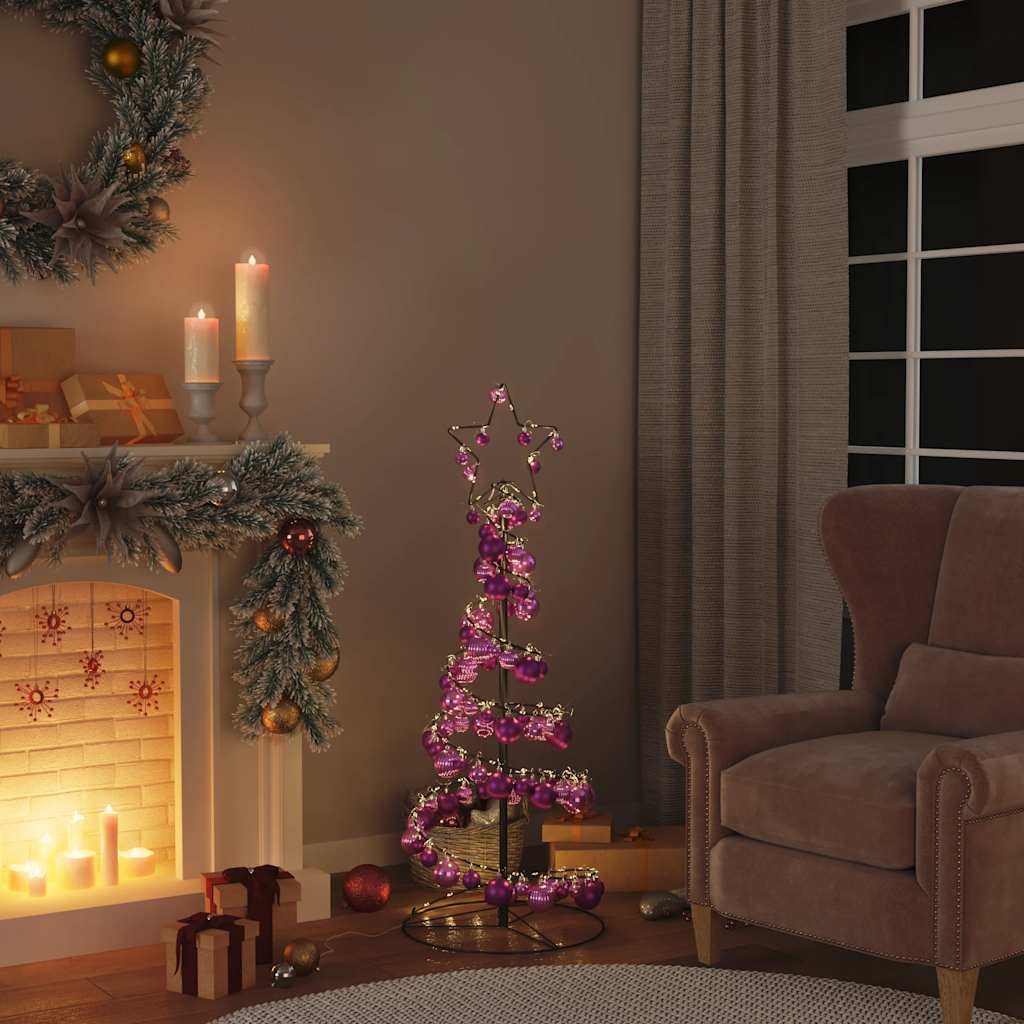 Kerstboom lichtkegel met kerstballen 80 LED's warmwitte 120 cm - AllerleiShop