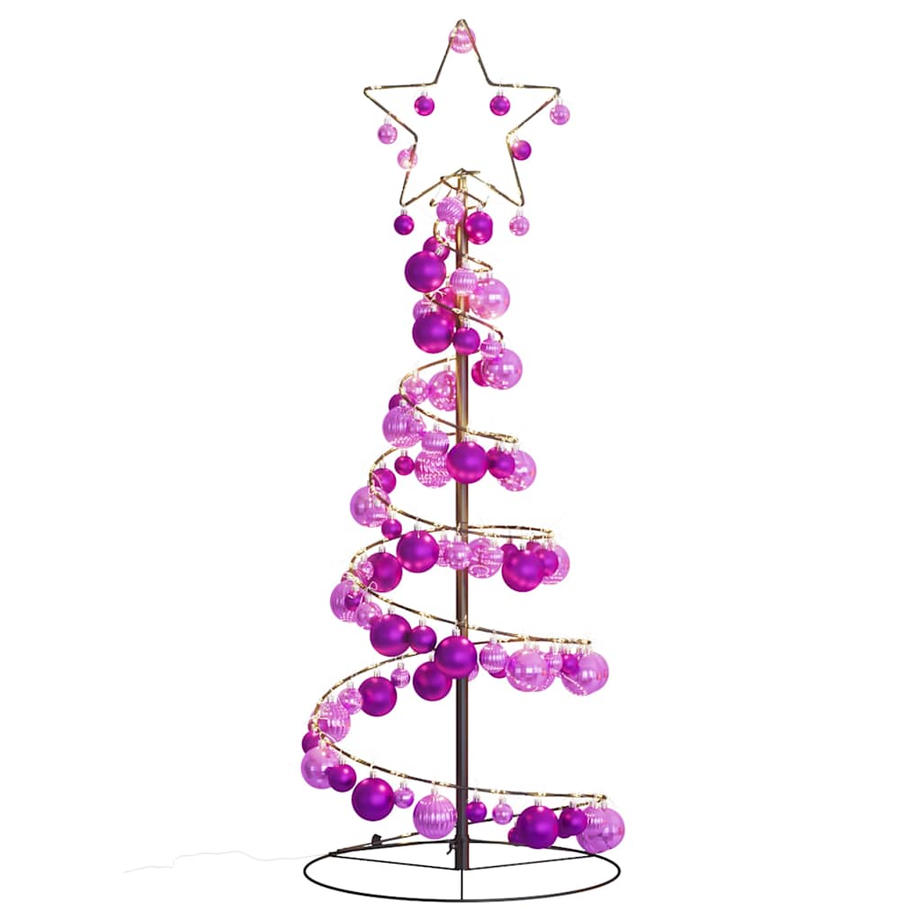 Kerstboom lichtkegel met kerstballen 80 LED's warmwitte 120 cm - AllerleiShop