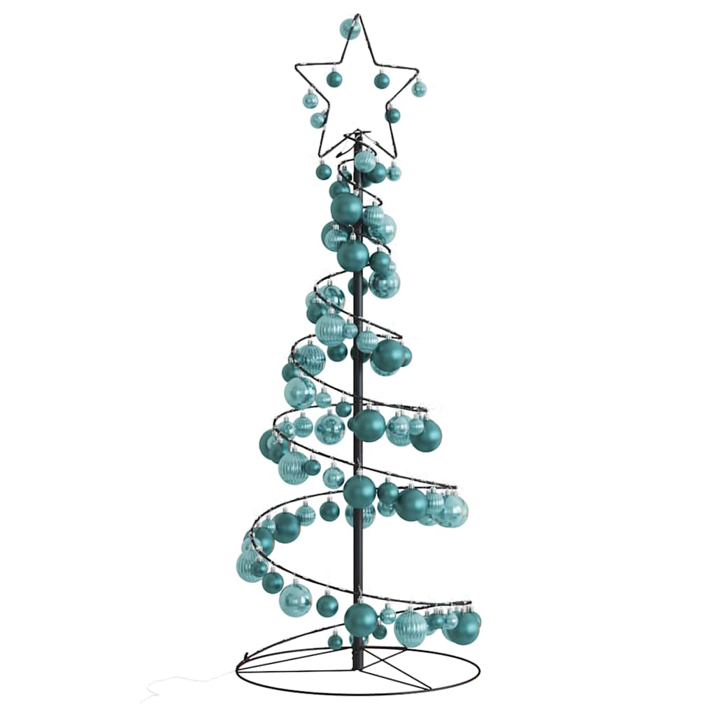 Kerstboom lichtkegel met kerstballen 80 LED's warmwitte 120 cm - AllerleiShop