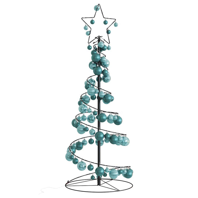 Kerstboom lichtkegel met kerstballen 80 LED's warmwitte 120 cm - AllerleiShop