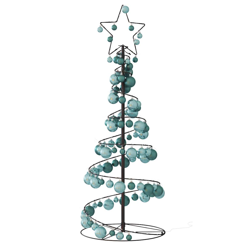 Kerstboom lichtkegel met kerstballen 80 LED's warmwitte 120 cm - AllerleiShop