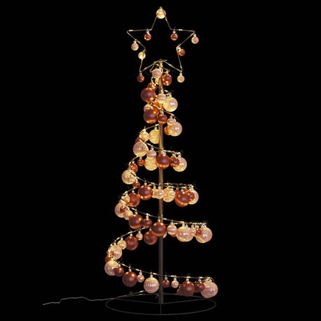 Kerstboom lichtkegel met kerstballen 80 LED's warmwitte 120 cm - AllerleiShop