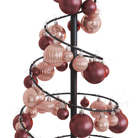 Kerstboom lichtkegel met kerstballen 80 LED's warmwitte 120 cm - AllerleiShop