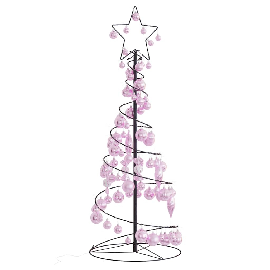 Kerstboom lichtkegel met kerstballen 80 LED's warmwitte 120 cm - AllerleiShop