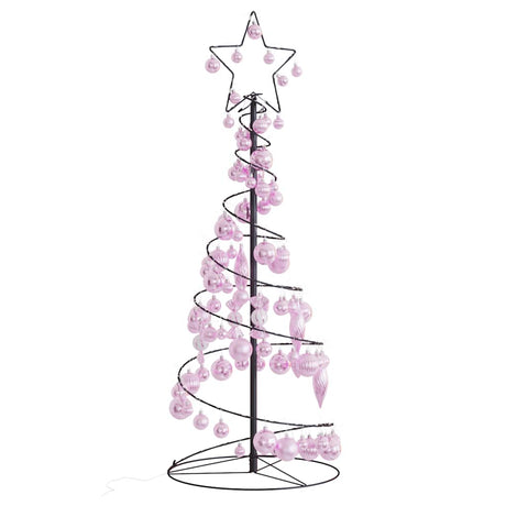 Kerstboom lichtkegel met kerstballen 80 LED's warmwitte 120 cm - AllerleiShop